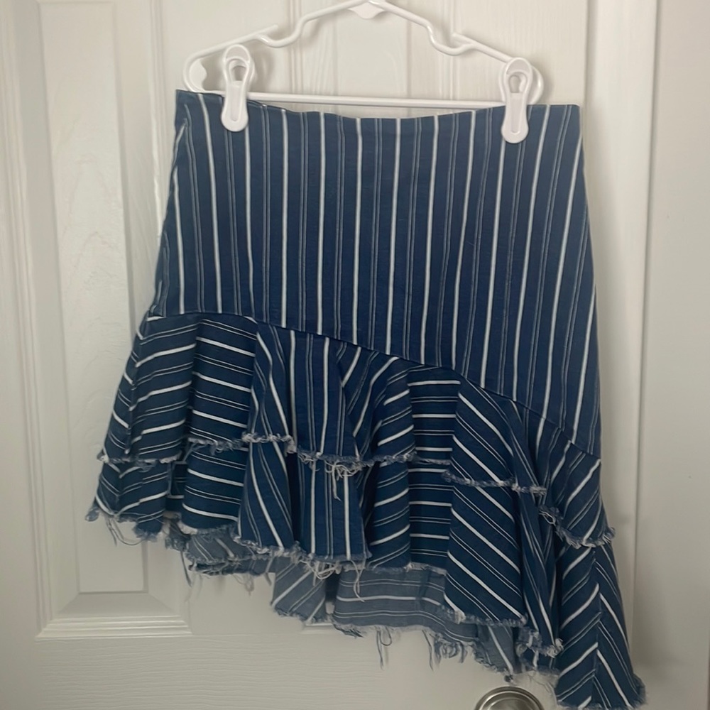 Zara denim frayed skirt